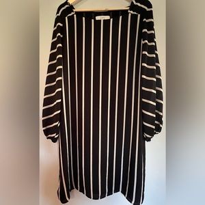 Loft Black and Tan striped dress. Size Large